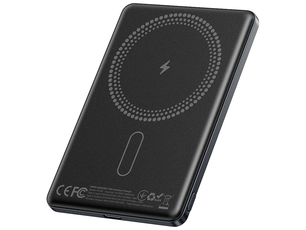 Мобильная Батарея Ridea RP-M5 MAGPRO QC/PD 20W, QI 15W with Magnetic 5000mAh, цвет Серый