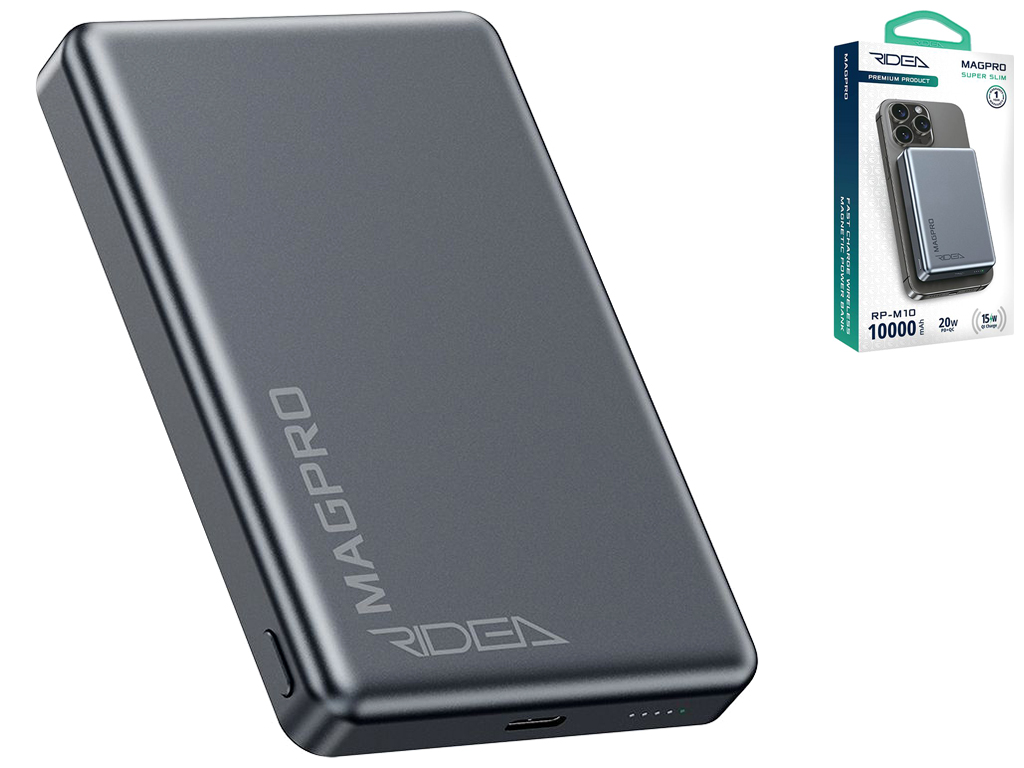 Мобильная Батарея Ridea RP-M10 MAGPRO QC/PD 20W, QI 15W with Magnetic 10000mAh, цвет Серый