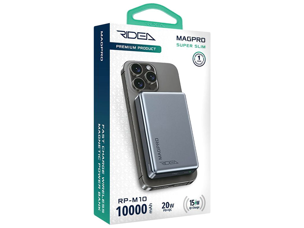 Мобильная Батарея Ridea RP-M10 MAGPRO QC/PD 20W, QI 15W with Magnetic 10000mAh, цвет Серый