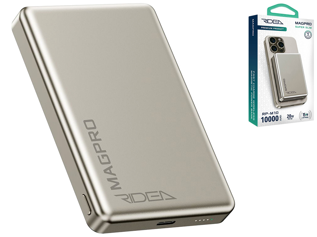 Мобильная Батарея Ridea RP-M10 MAGPRO QC/PD 20W, QI 15W with Magnetic 10000mAh, цвет Титан