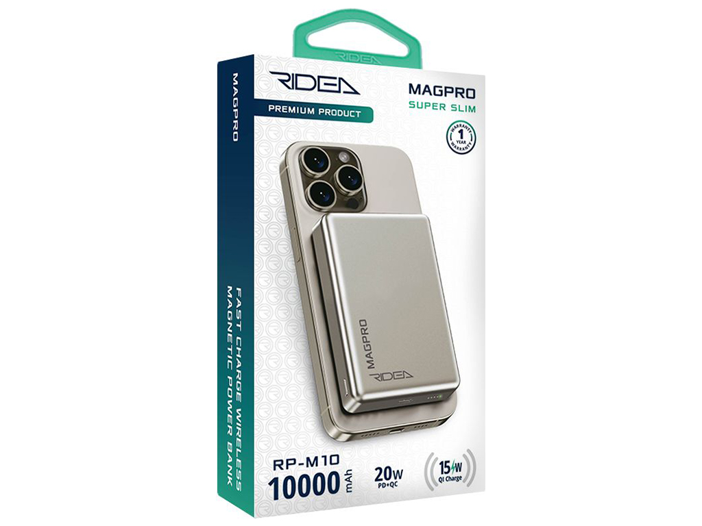 Мобильная Батарея Ridea RP-M10 MAGPRO QC/PD 20W, QI 15W with Magnetic 10000mAh, цвет Титан