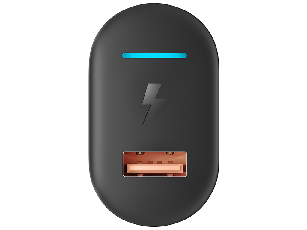 Мережевий зарядний пристрій Yoki Led Series, USB-A, 18W, Чорний