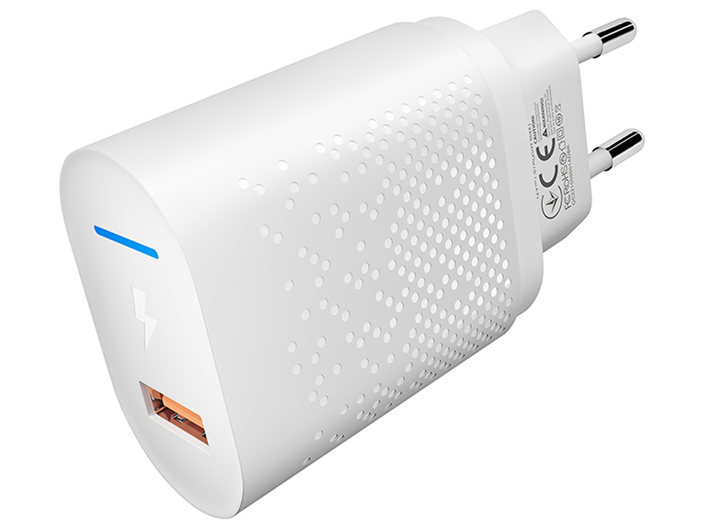 Сетевое зарядное устройство Yoki Led Series, USB-A, 18W, Белый