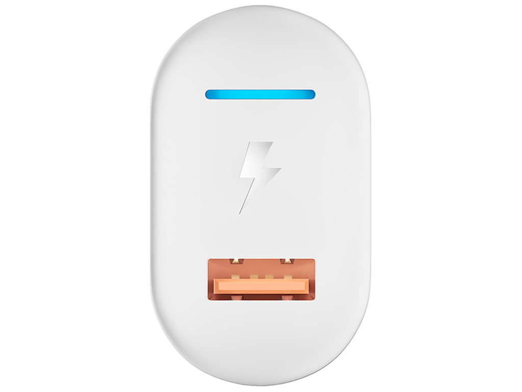Сетевое зарядное устройство Yoki Led Series, USB-A, 18W, Белый