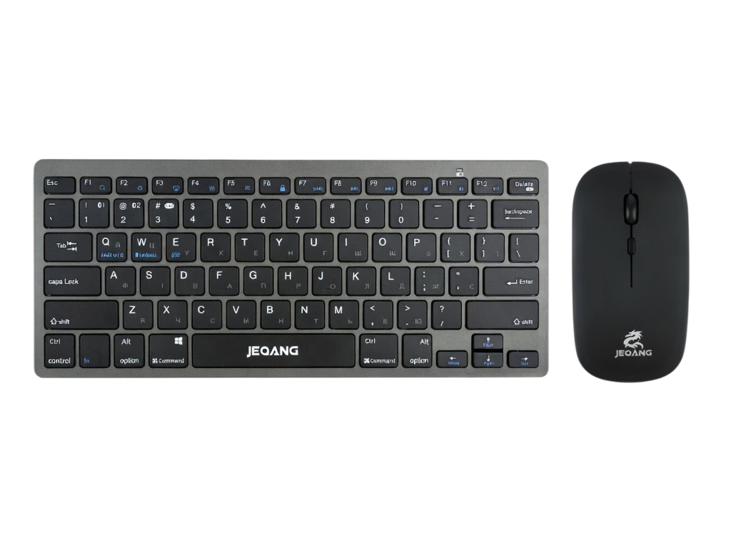 Клавиатура и мышь Jeqang JB-326, dual-mode(2.4G+Bluetooth), ножничные, раскладка Eng/Ukr, цвет серый