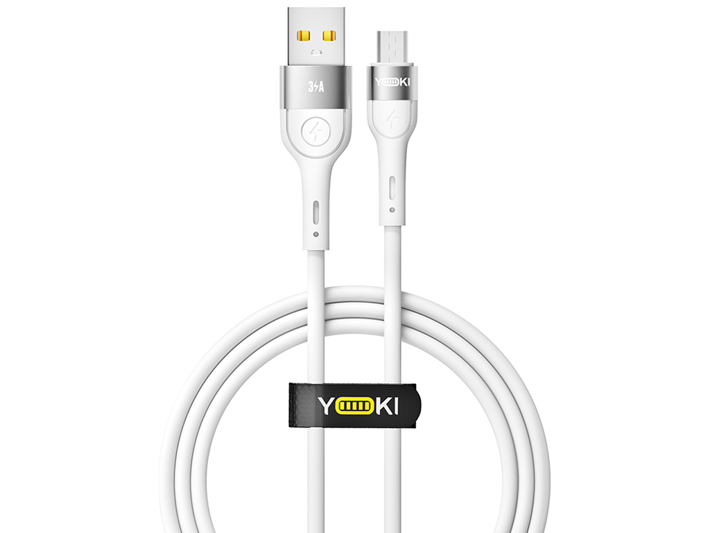 Кабель Yoki Extra, USB-A — Micro USB, 3A, 1,2м, Белый