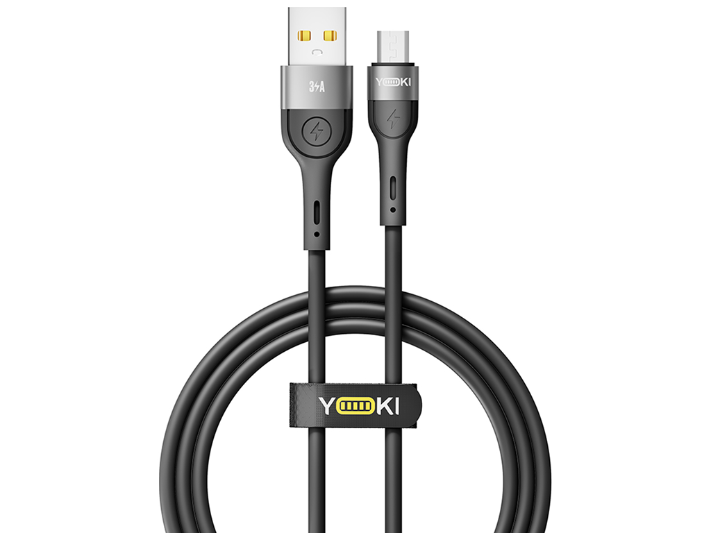 Кабель Yoki Extra, USB-A — Micro USB, 3A, 1,2м, Черный