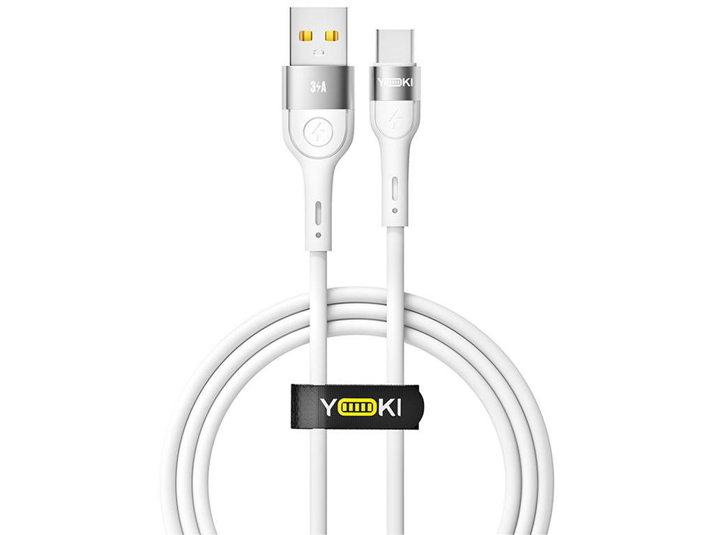 Кабель Yoki Extra, USB-A — Type-C, 3A, 1,2м Белый