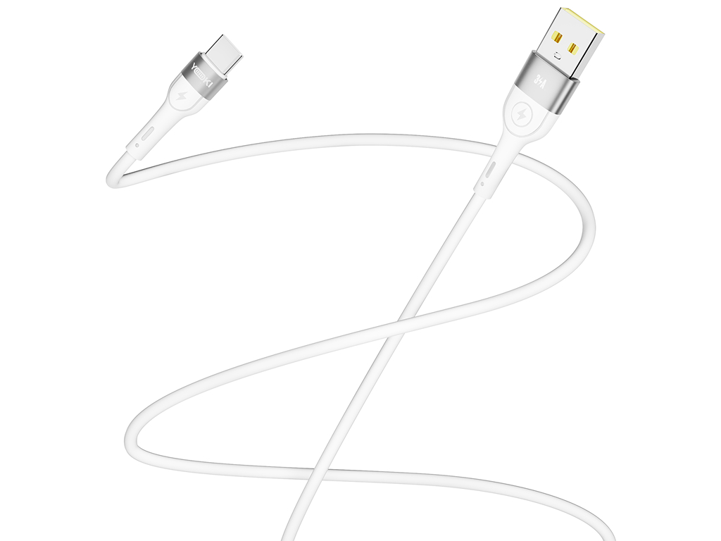 Кабель Yoki Extra, USB-A — Type-C, 3A, 1,2м Белый