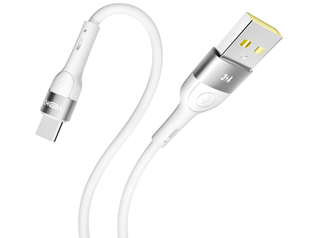 Кабель Yoki Extra, USB-A — Type-C, 3A, 1,2м Белый