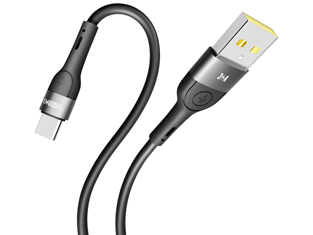 Кабель Yoki Extra, USB-A — Type-C, 3A, 1,2м Черный