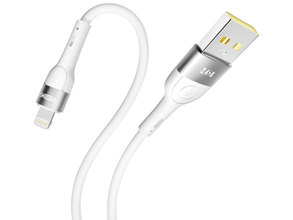 Кабель Yoki Extra, USB-A — Lightning, 2,4A, 1,2м, Белый