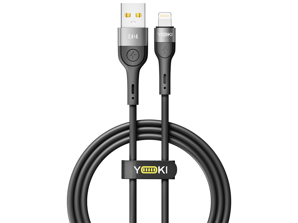 Кабель Yoki Extra, USB-A — Lightning, 2,4A, 1,2м, Черный
