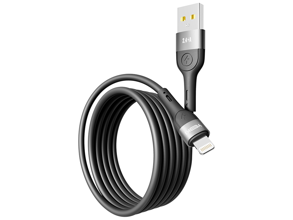 Кабель Yoki Extra, USB-A — Lightning, 2,4A, 1,2м, Черный