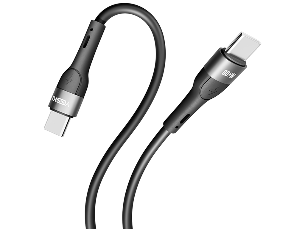 Кабель Yoki Extra, Type-C - Type-C, 60W, 1,2м, Черный