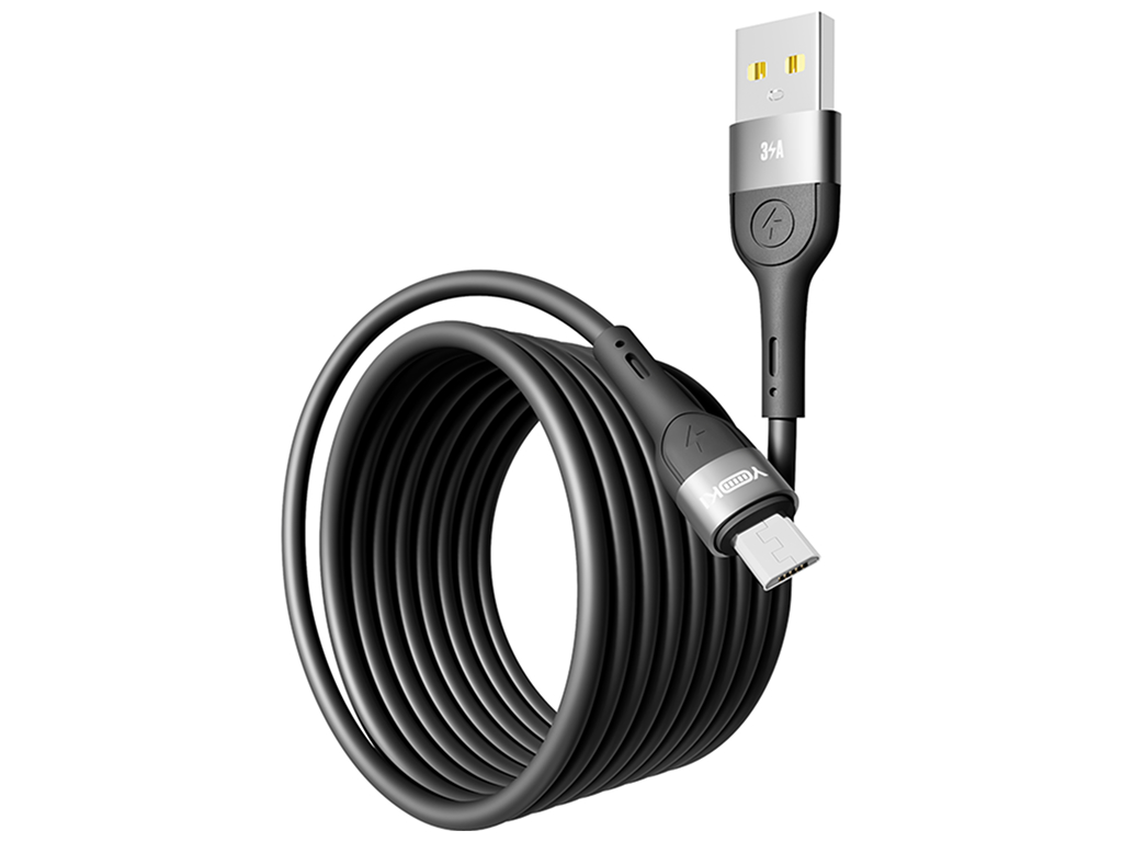 Кабель Yoki Extra, USB-A — Micro USB, 3A, 2м, Черный