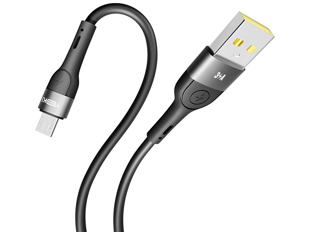 Кабель Yoki Extra, USB-A — Micro USB, 3A, 2м, Черный