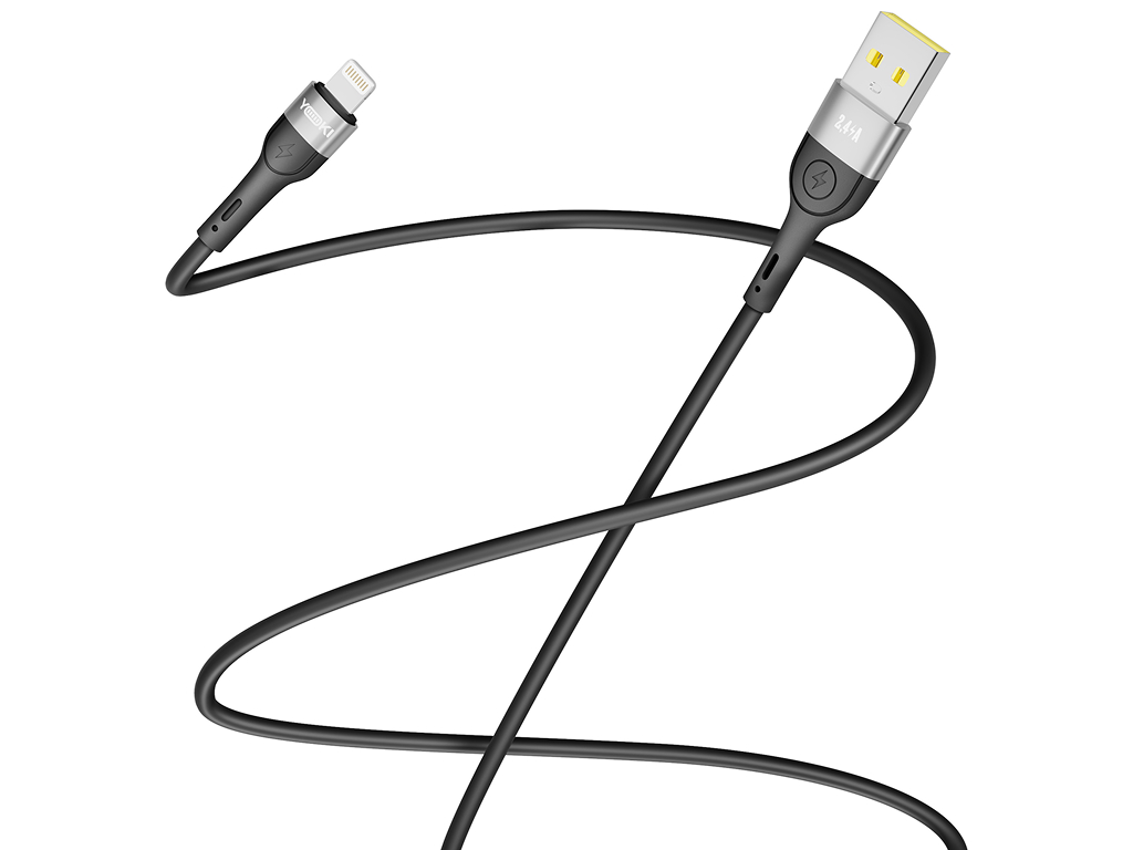 Кабель Yoki Extra, USB-A — Lightning, 2,4A, 2м, Черный