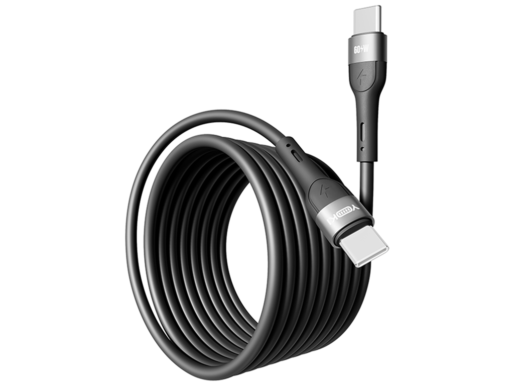 Кабель Yoki Extra, Type-C - Type-C, 60W, 2м, Черный