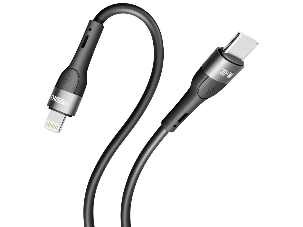 Кабель Yoki Extra, Type-C - Lightning, 30W, 2м, Черный