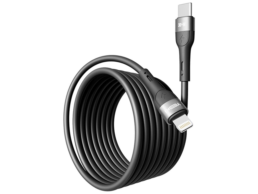 Кабель Yoki Extra, Type-C - Lightning, 30W, 2м, Черный