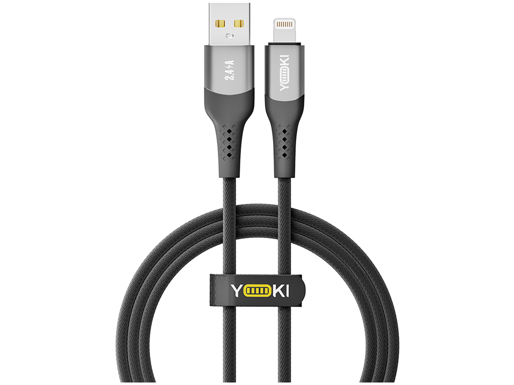 Кабель Yoki Solid, USB-A — Lightning, 2,4A, 1,2м, Черный