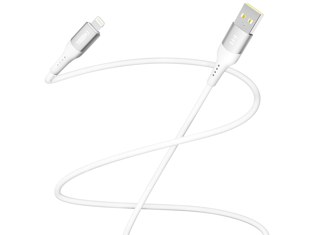 Кабель Yoki Solid, USB-A — Lightning, 2,4A, 1,2м, Белый