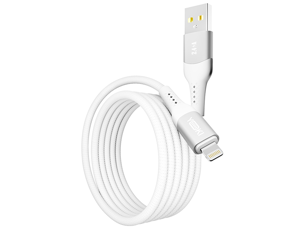 Кабель Yoki Solid, USB-A — Lightning, 2,4A, 1,2м, Белый
