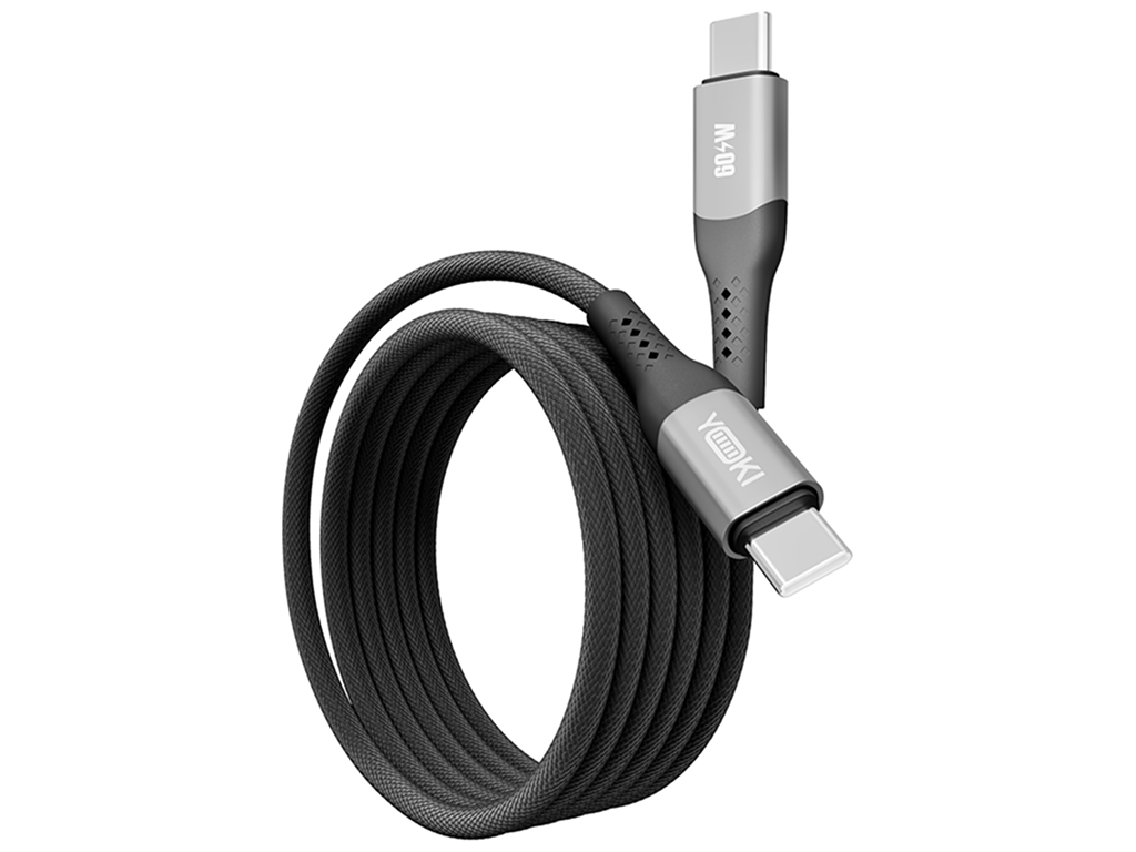 Кабель Yoki Solid, Type-C - Type-C, 60W, 1,2м, Чорний