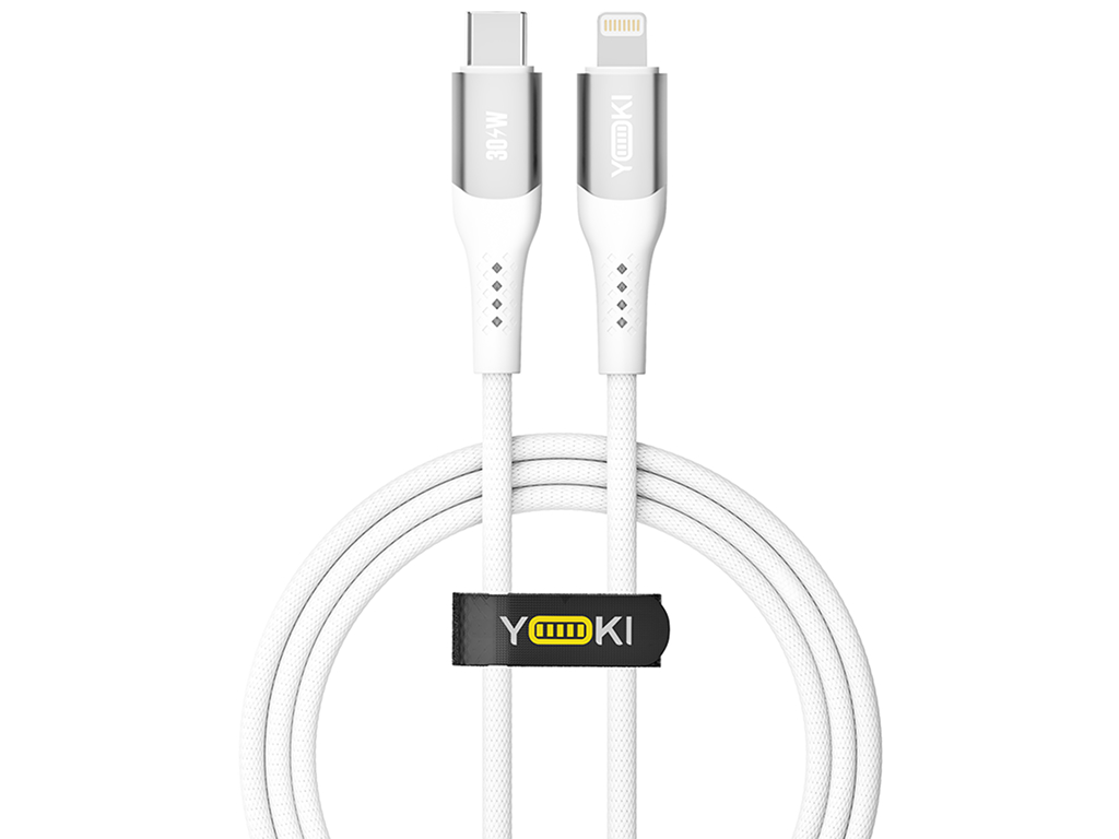 Кабель Yoki Solid, Type-C - Lightning, 30W, 1,2м, Білий