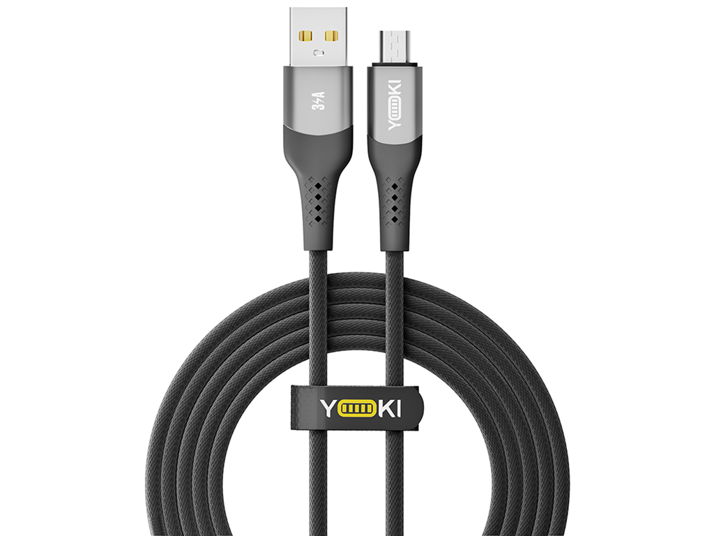 Кабель Yoki Solid, USB-A — Micro-USB, 3A, 2м, Черный