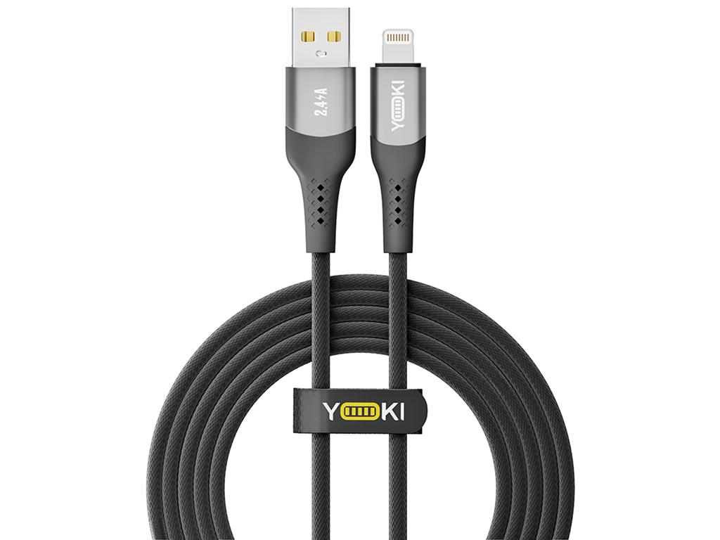 Кабель Yoki Solid, USB-A — Lightning, 2,4A, 2м, Черный