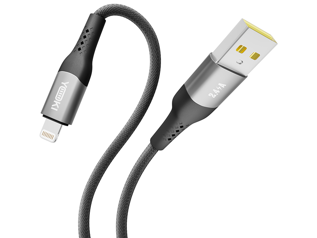 Кабель Yoki Solid, USB-A — Lightning, 2,4A, 2м, Черный