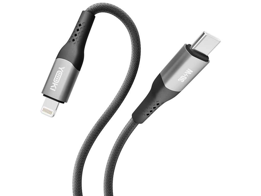 Кабель Yoki Solid, Type-C — Lightning, 30Вт, 2м, Черный