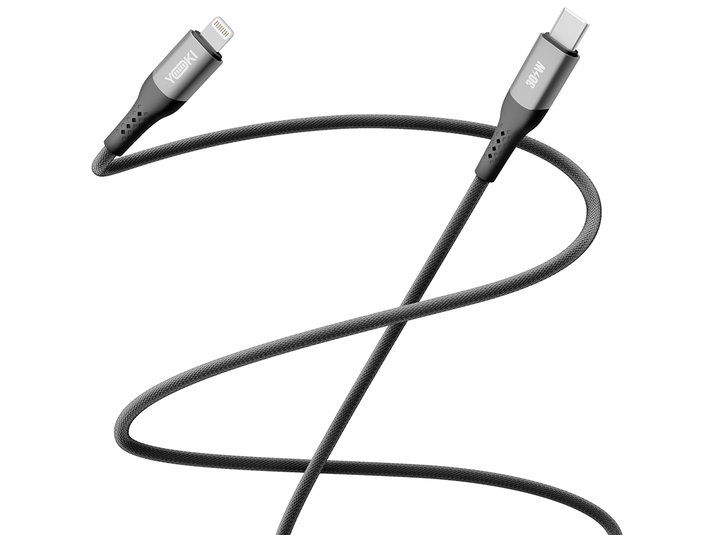 Кабель Yoki Solid, Type-C — Lightning, 30Вт, 2м, Черный