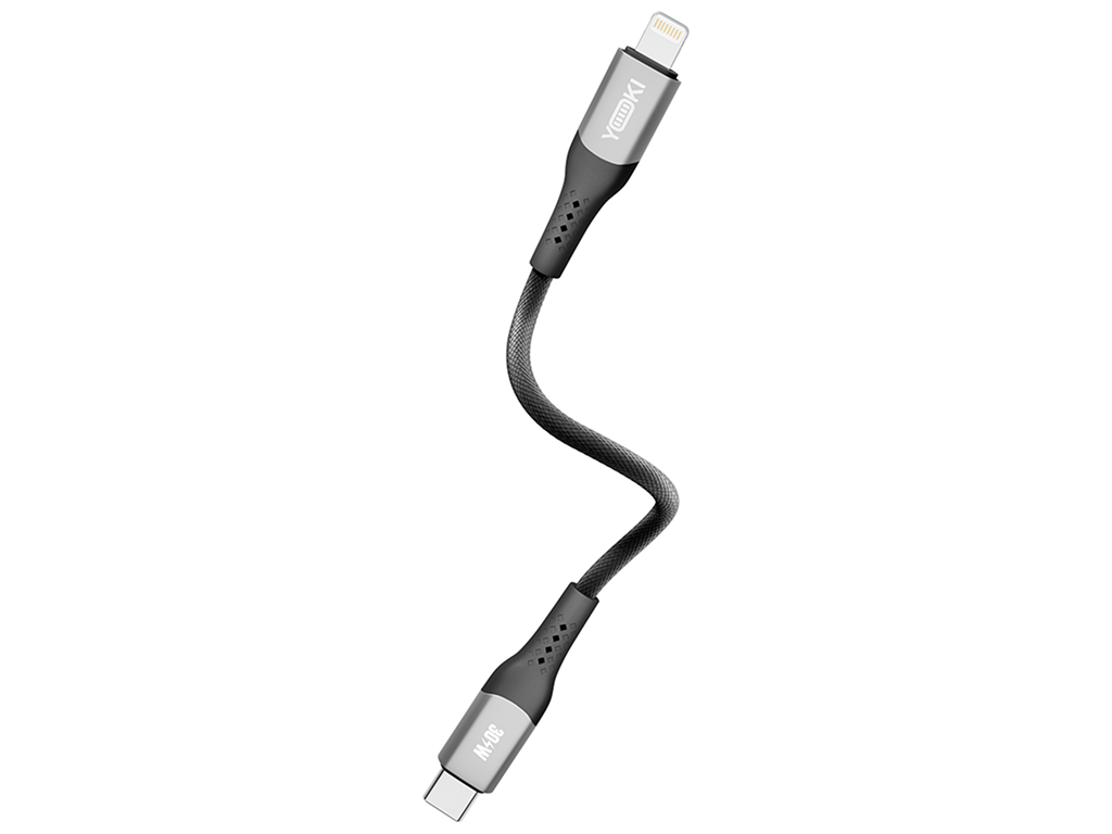 Кабель Yoki Solid, Type-C— Lightning, 30W, 25см, Черный