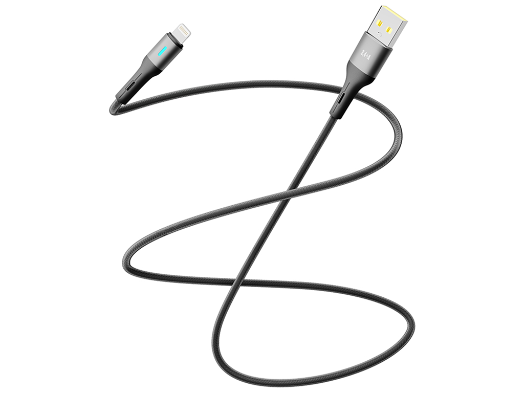 Кабель Yoki Led, USB-A - Lightning, 2,4A, 1,2м, Чорний