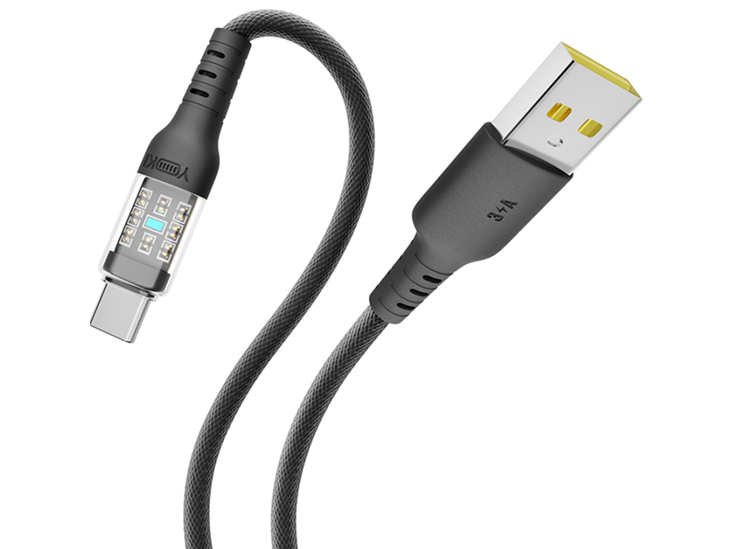 Кабель Yoki Cyber, USB-A - Type-C, 3A, 1,2 м, чорний