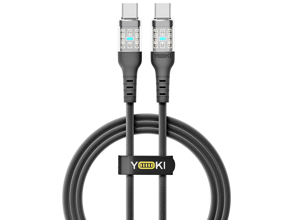 Кабель Yoki Cyber, Type-C - Type-C, 60W, 1,2м, Черный