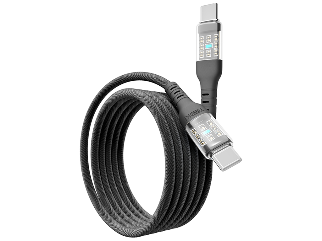 Кабель Yoki Cyber, Type-C - Type-C, 60W, 1,2м, Черный