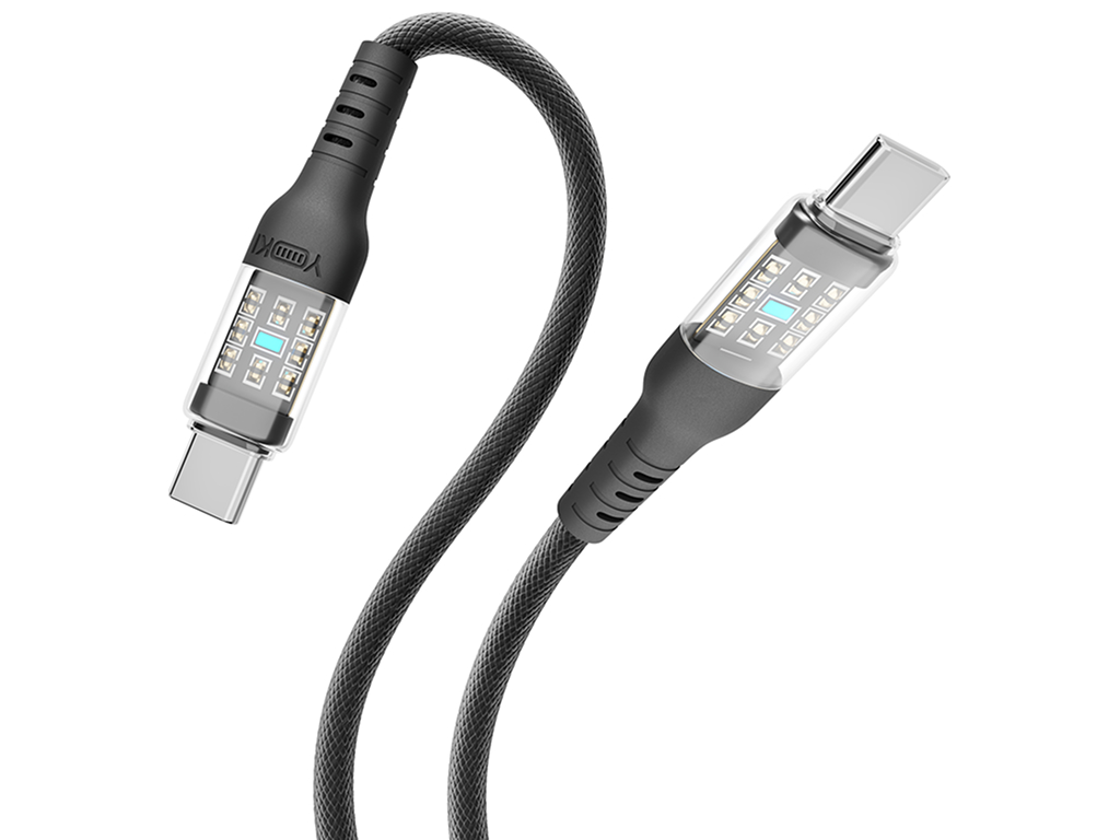 Кабель Yoki Cyber, Type-C - Type-C, 60W, 1,2м, Черный