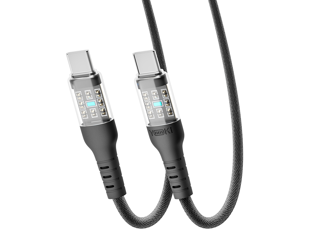 Кабель Yoki Cyber, Type-C - Type-C, 60W, 1,2м, Черный
