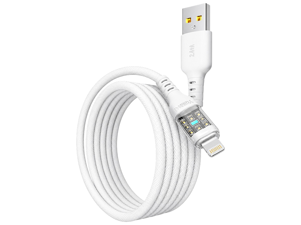 Кабель Yoki Cyber, USB-A — Lightning, 2,4A, 1,2м, цвет белый