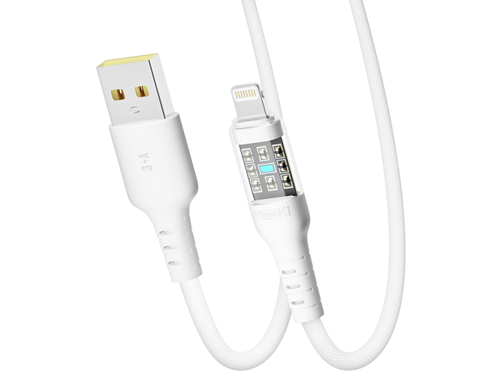 Кабель Yoki Cyber, USB-A — Lightning, 2,4A, 1,2м, цвет белый