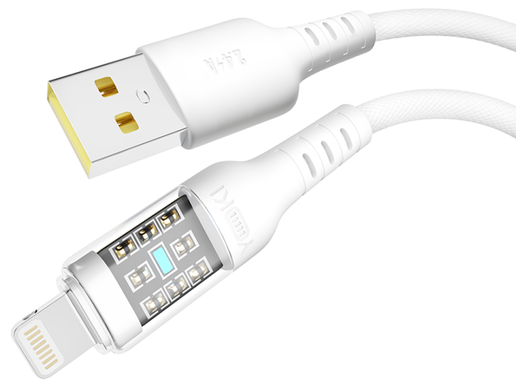 Кабель Yoki Cyber, USB-A — Lightning, 2,4A, 1,2м, цвет белый
