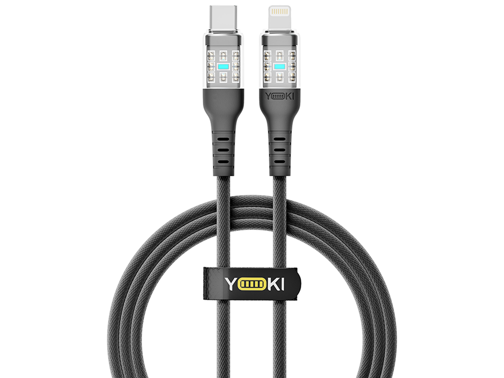 Кабель Yoki Cyber, Type-C — Lightning, 30W, 1,2м, Черный