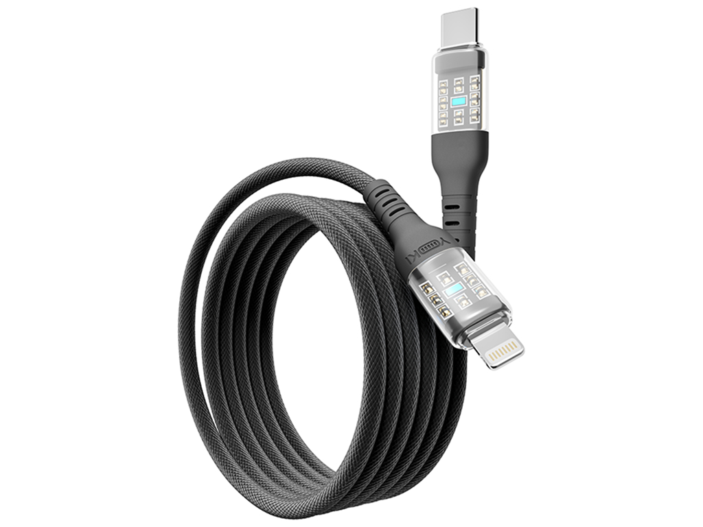 Кабель Yoki Cyber, Type-C — Lightning, 30W, 1,2м, Черный