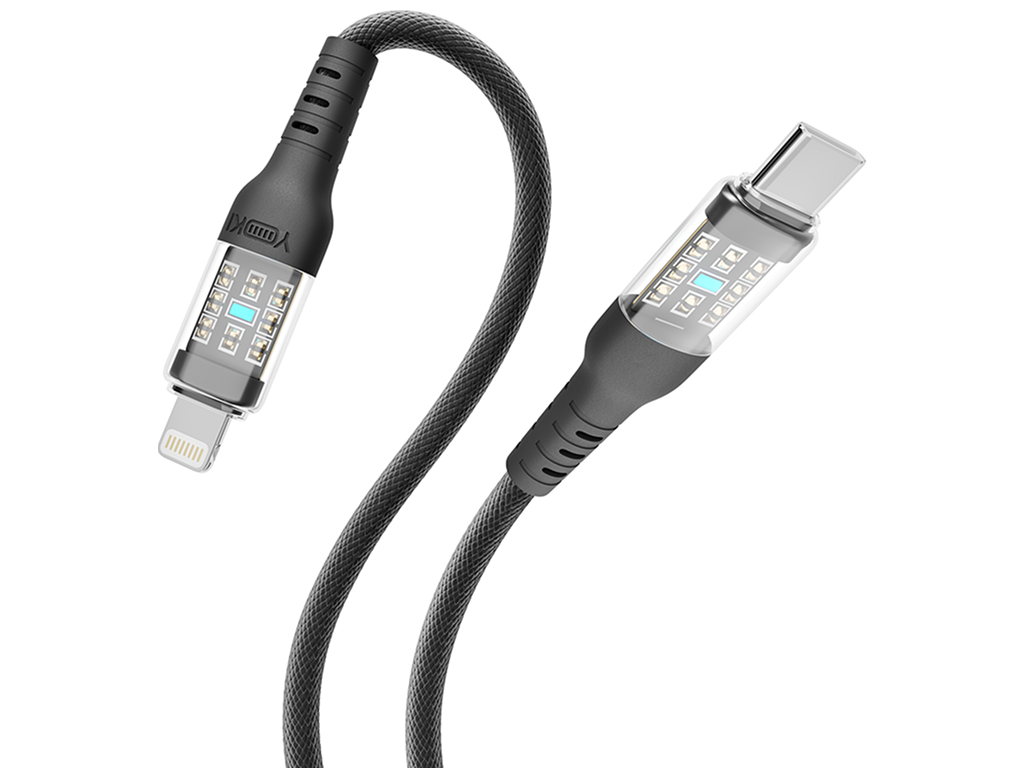 Кабель Yoki Cyber, Type-C — Lightning, 30W, 1,2м, Черный