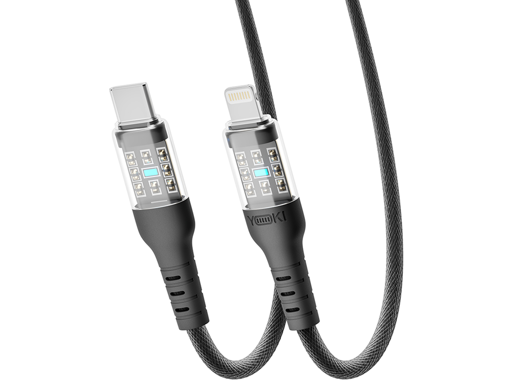 Кабель Yoki Cyber, Type-C — Lightning, 30W, 1,2м, Черный