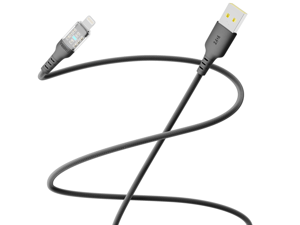 Кабель Yoki Cyber, USB-A - Lightning, 2,4A, 2м, колір чорний